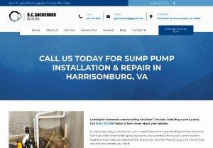 SUMP PUMP INSTALLATION & REPAIR IN HARRISONBURG, VA - Looking for basement waterproofing solutions? Consider installing a sump pump. Call (540) 271-3393 today to learn more about your options.

Sump pumps play a critical role in your overall basement waterproofing solution. Whether this is your first time installing a sump pump, or you need to have your current system repaired or serviced, our experts at R.C. Gochenour and Son Plumbing LLC are here to help you find the answers you need.

Give us a call today for immediate sump pump...