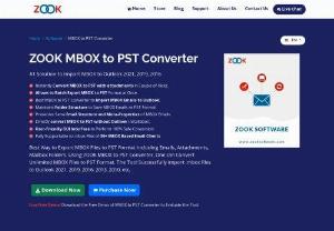 ZOOK MBOX to PST Converter - One Stop Solution for hassle-free conversion of MBOX Files into PST along with attachments in few clicks. It allows to convert complete MBOX Files data into PST format for Outlook