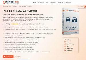 Best PST to MBOX Converter Software to Convert PST File to MBOX | ConverterTools - PST to MBOX Converter is a user-friendly and best converter software to convert Outlook PST files to MBOX and other file formats.