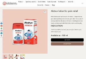 Akshun Lotion For Pain Relief | Dr.JRK's Akshun - Akshun Lotion for pain relief is the first ever pain relieving bathing lotion that relieves chronic muscle pain and back pain along with refreshing benefit.