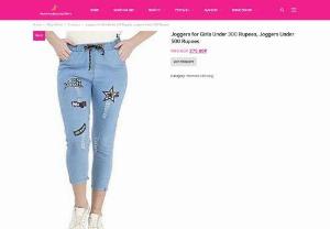 Joggers for Girls Under 300 Rupees - LAXELLA Womens Denim Joggers Fit Printed Jeans for Women and Girls Stretchable in Sky Blue Color