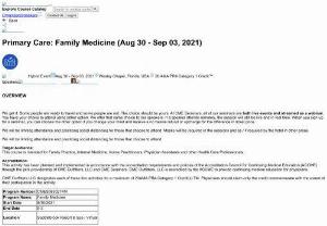 Primary Care: Family Medicine 2021 - Primary Care: Family Medicine is organized by CME Seminars and will be held from Aug 30 - Sep 03, 2021 in Wesley Chapel, Florida, USA also streamed as a webinar