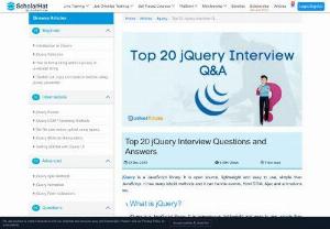 jQuery Interview Questions - jQuery is a JavaScript library. It is open source, lightweight and easy to use, simple than JavaScript, it has many inbuilt methods and it can handle events, Html DOM, Ajax and animations too. What is jQuery? jQuery is a JavaScript library. It is open-source, lightweight and easy to use, simple than JavaScript, it has many inbuilt methods and it can handle events, Html DOM, Ajax, and animations too.