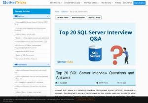 SQL Server interview questions - Microsoft SQL Server is a Relational Database Management System (RDBMS) developed by Microsoft. It is designed to run on a central server so that multiple users can access the same data simultaneously. Generally, users access the database through an application. This article contains the top 20 SQL Server interview questions and answers, in order to prepare you for the interview.