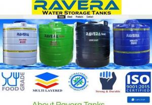 Ravera Water Storage Tank - Manufacturer of Roto Mould, Food Grade Water Storage Tank.
1000 Litres, 2000 Litres, 5000 litres capacity.
Double Layer, Triple layer, 4 Layer, 5 Layer, 6 Layer, PUF/ Foam Insulated Tanks