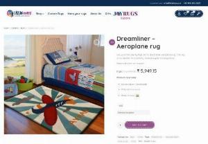 Dreamliner - Aeroplane rug | Little looms - Let your little one fly high on his dreamliner aeroplane rug. The sky is the limit for his creativity. Perfect rug for nursery decor.