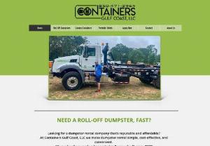 Containers, Inc - Containers, Inc is proudly locally owned and operated out of Pensacola, FL since 2002. Containers, Inc offers 10 Yard, 20 Yard & 30 Yard Dumpsters for Commercial, Construction and Residential use. Whether you are a homeowner or a contractor, a roll off dumpster is a simple and efficient way to handle cleanups for a wide variety of jobs. With simple terms, fast and dependable service, Containers makes renting a roll off dumpster easy and affordable. We strive to offer same day delivery. We also..