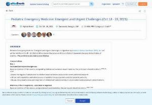 Pediatric Emergency Medicine - Pediatric Emergency Medicine: Emergent and Urgent Challenges is organized by American Medical Seminars (AMS), Inc. and will be held from Oct 18 - 20, 2021 at Savannah, Georgia, USA