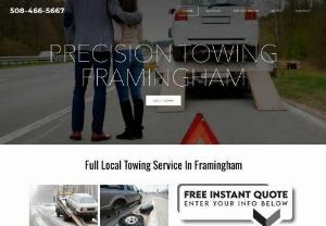 Precision Towing Framingham - Full Local Towing Service in Framingham MA and roadside assistance company. offering 24/7 towing, flat tire change, flatbed towing, and more. Call us!