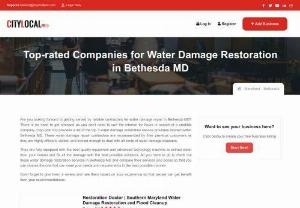 Top-rated Companies for Water Damage Restoration in Bethesda MD - Are you looking forward to getting served by reliable contractors for water damage repair in Bethesda MD? There is no need to get stressed as you don't need to surf the internet for hours in search of a credible company. CityLocal Pro provides a list of the top 3 water damage restoration service providers located within Bethesda MD. These water damage repair contractors are recommended by their previous customers as they are highly efficient, skilled, and trained enough to deal with all kinds...