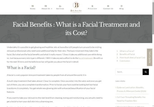 Screenshot of Facial Benefits : What is a Facial Treatment and its Cost?