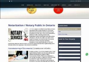 Notarization / Notary Public in Ontario - LAW WISE Lawyers are skilled Notary Public in Ontario operating in Mississauga, Brampton, and Toronto who have witnessed more than thousands of legal documents for their clients. We notarize documents, administer oaths, statutory declarations, declarations needed for affidavits and other solemn affirmations. We also do certify true copies of the original documents. We also function as an official witness for contract execution (including international contracts), finalization of contract...