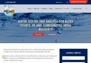 Bucks County Water Testing - If you get your water from a private well system, periodic water testing is crucial to ensure that you continue to have access to the clean water you need.

Blue Heron offers professional water testing and works in conjunction with DEP approved labs in both Pennsylvania and New Jersey to provide comprehensive analysis.