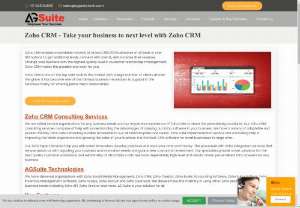 Zoho CRM Integration and Implementation Services | AGSuite  - AGSuite Technologies offers Zoho CRM Integration, implementation, deployment and support services. For Assistance Talk to our certified Zoho CRM Consultants now.