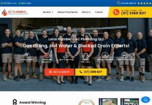 AC Plumbing - Brisbane's Trusted Plumbing Company. Offers full range of plumbing services such as gas fitting,  hot water service and replacement,  rainwater tanks,  gas appliance repairs and replacement and other home maintenance plumbing services with 24/7 emergency response.