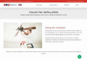 ceiling fan installation in Dubai - Real fix offer electrical services at your place for fitting and removing fans, switchboard installation and replacement, circuit fault finding, all kinds of wiring works, lights fitting and removal and various electrical installation and repair services.To know more, click here.