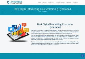 Best Digital Marketing Courses in Hyderabad - Hyderabad Digital Marketing Institute is one of the best institutes in Hyderabad in providing digital marketing services in the city. The well-equipped institute and experienced staff helps the candidates to acquire best knowledge about the subject. Hyderabad Digital Marketing Institute is one of the leading institutes in providing Digital Marketing Course.