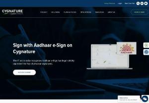 Sign With Aadhaar E-Sign On Cygnature - Aadhaar E-Sign is an online electronic signature service in India. The signature service is facilitated by authenticating the Aadhaar holder via the 12 digit Aadhaar number OR 16 digit virtual ID issued by UIDAI.