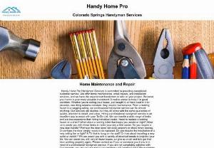 Handy Home Pro - Handyman services toilet, garbage disposal, electrical repair and replace, ceiling fan installation. TV mount. Colorado Springs, Colorado.