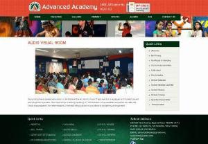 Best Audiovisual Room are Available of the Advanced Academy | Indore - The audiovisual space is a space where students of all grades experience effective learning. The audiovisual route appeals to the senses the most. This has a deeper impact as it requires more attention while learning and helps the child retain the concepts taught by the tools.