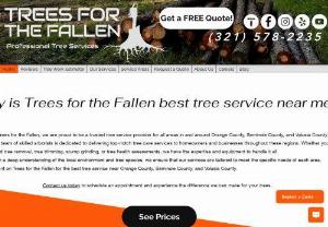 Trees for the Fallen, LLC - Professional tree service in Central Florida. Specializing in tree trimming, tree pruning, tree removals, land clearing, grading, and gravel driveways. Arborist consultations are also offered, including tree risk assessments.