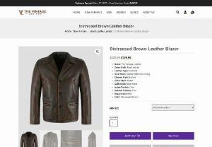 Brown Leather Blazer Coat for Men in USA - The Vintage Leather - Buy Men's Distressed Brown Leather Blazer Coat Made of Real Cowhide Leather. Free Shipping in USA, UK, Canada, Australia & Worldwide.