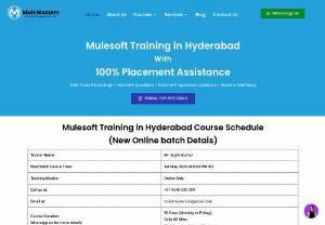 MULESOFT TRAINING - We are providing Mulesoft Training Courses in Hyderabad With Placement Assistance. Mulesoft Training Program Online. Best Mulesoft Training in Hyderabad with 100% Job Assistance.