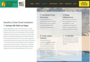 Universal Solar Las Vegas benefits - Universal Solar Direct is Solar Panel Installer company.