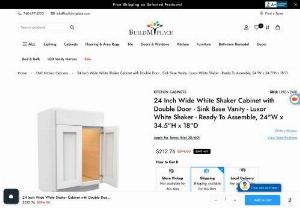 24 Inch Wide White Shaker Cabinet with Double Door - Sink Base Vanity - Luxor White Shaker - Pre-Assembled, 24 - Contemporary Bathroom Vanity in White Shaker Style with All Plywood Box Material, Adjustable Soft-Close Hinge, LR10-V2418
