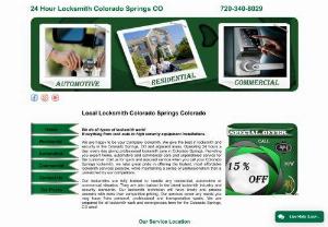 Locksmith Colorado Springs Colorado - Our services cover any needs you may have from personal, professional and transportation wants. We are prepared for all locksmith work and emergencies here for the Colorado Springs, CO area!