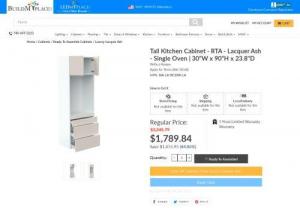 Tall Kitchen Cabinet - RTA - Lacquer Ash - Single Oven | 30 - Tall Storage Cabinet With Doors - Kitchen Cabinets - IVA-LX-OC3090-LA