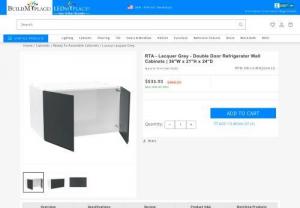 RTA Cabinets - Lacquer Grey - Refrigerator Wall Cabinets - Double Door | 36 - Wall Cabinets - Kitchen Wall Cabinets - IVA-LX-W362124-LG
