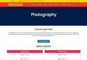 Photography course in hosur - Photography is an Art, creating amazing images with your creativity. This course offers complete understanding from basic photography to professional photography. Along with this you will also learn how to take stunning photos with smartphone photography. Get Trained from a realtime professional photographer in hosur.