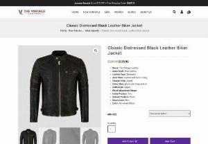 Distressed Leather Jackets Biker for Men in USA | The Vintage Leather - Buy men's distressed black leather biker jackets made of sheepskin leather. Free shipping in USA, UK, Canada, Australia & Worldwide.