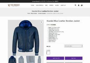 Leather Jackets with Hoods Blue for Men in USA | The Vintage Leather - Buy men's blue leather bomber jackets with hoods made of real sheepskin leather. Free shipping in USA, UK, Canada, Australia & Worldwide.