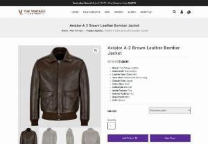 A2 Brown Bomber Jacket Aviator for Mens in USA | The Vintage Leather - Buy Men's A2 Aviator Brown Leather Bomber Jacket Made of Real Sheepskin Leather. Free Shipping in USA, UK, Canada, Australia & Worldwide.