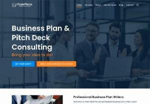Peak Plans - We are specialized in writing Business Plans, developing and implementing Strategy Plans and providing Financial Planning and Analysis Services for companies.