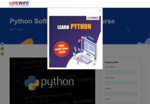 Python Course training in Coimbatore | Python Jobs Opportunities in Coimbatore | Livewire Training Centre in Coimbatore - Best Python Training Institute in Coimbatore. Practical Oriented training offered and learn Python from scratch!Livewire is a Software Training Institute for your better future.