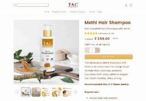 Organic Methi Shampoo for Hair Growth with Natural Keratin | TAC - TAC Organic Methi Shampoo for hair growth is made especially for dry and damaged hair with nourishing properties that give a smoothened look to your hair. Buy Organic shampoo at TAC.