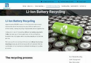 lithium ion battery recycling company in India - 3R Recycling�is the best�lithium-ion battery recycling company in India. They recycle thousands of kg of Lithium-ion batteries every day, reduce pollution and conserve valuable materials.