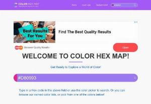 Color Hex Map - Explore a World fo Color - Explore a database of over 16 million colors including hex color code details, descriptions, color schemes, and color space conversions in RGB, CMYK, HSL, RYB, Decimal, etc. plus much more information.