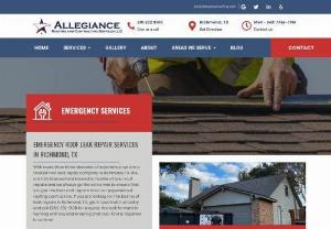 Emergency roof leak repair services in Richmond, TX | Allegiance Roofing - Allegiance roofing and contracting services is the best company that provides Emergency roof leak repair services. We provide free estimates on all types of roofing repairs.