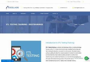 Etl Testing Training - IDESTRAININGS - Etl Testing Training helps an individual to run organization without risks in its data. Enroll for best ETL testing classroom training in Mumbai, Chennai.