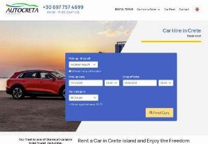 AUTOCRETA Car Rentals - Car hire Crete Heraklion airport,  cheap car rental with new vehicles for holidays in Crete island.