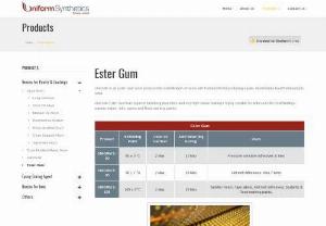 Rosin Esters Manufacturers in India | Uniform Synthetics - Order Gum Ester at the best price from Uniform Synthetics. We are a leading exporter and supplier of high-quality resin in India and offer a comprehensive array of synthetics resins products.