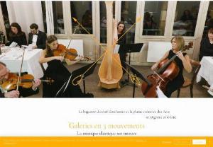 Les Galeries en 3 mouvements - The baton of the conductor and the creative pen of the Arts join and create
The Galleries in 3 movements
Tailor-made classical music Custom concerts presented
an idea by Romain Garnier