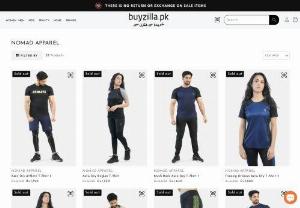 Buy Men & Women Clothing by Nomad Apparel - BuyZilla.Pk - You can buy the best quality shorts, T shirts and polos, trousers for men and women. Women's sports bras for perfect & comfortable training are also available.
