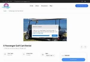 6 Passenger Golf Cart Rental - Key West Excursions - Non-lifted cart, Custom locking dashboard with plenty of storage, Rocking Bluetooth LED soundbar, LED color-changing under-light, USB charging ports, Built-in storage, Cupholders for passengers