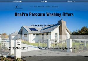 OnePro Pressure Washing - OnePro Pressure Washing - Residential services: We pressure wash or softwash Garage floors. Concrete or tile patios. Front entrance stairs and walkways. Wood decks. Home exteriors that are vinyl or brick. Fencing. Driveways, Sidewalks, and much more.. �We provide services in Jacksonville, FL and the surrounding area. FREE ESTIMATES (352)389-5251.�