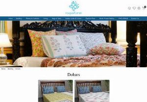 Double Bed Dohar Online India - Buy dohar online Indian collection has exquisite designs and colors. Check out the single and double bed dohar online Indian range handcrafted by artisans at Roopantaran.